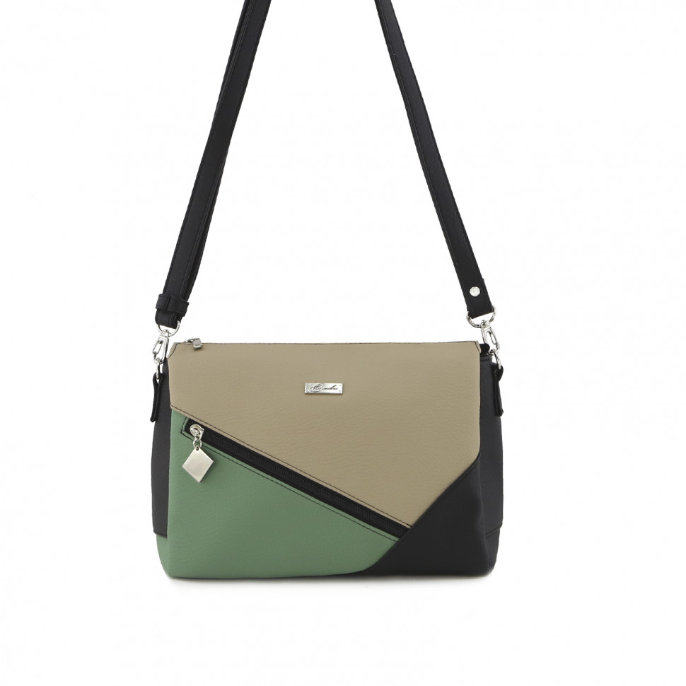 Сумка Оливи, 1141 черная/темно-бежевая/зеленая