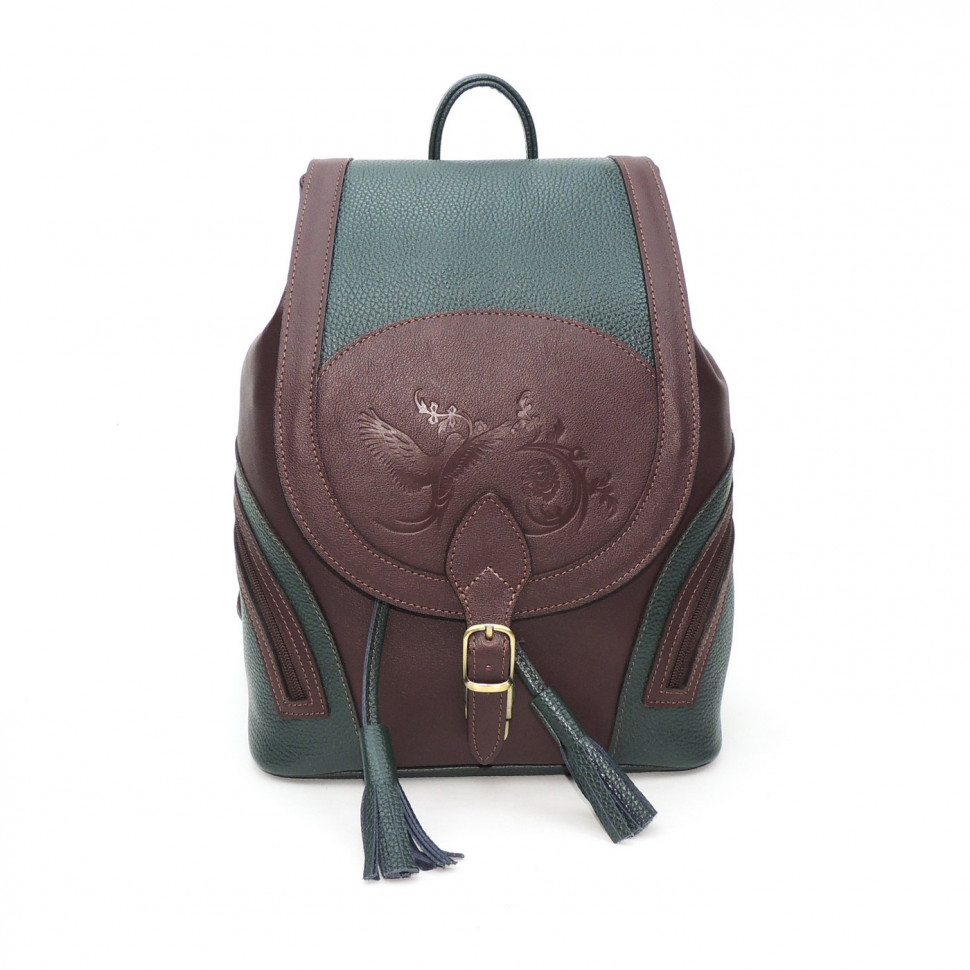 Рюкзак женский Natalia Kalinovskaya, "Дженис" зеленый/бордо
