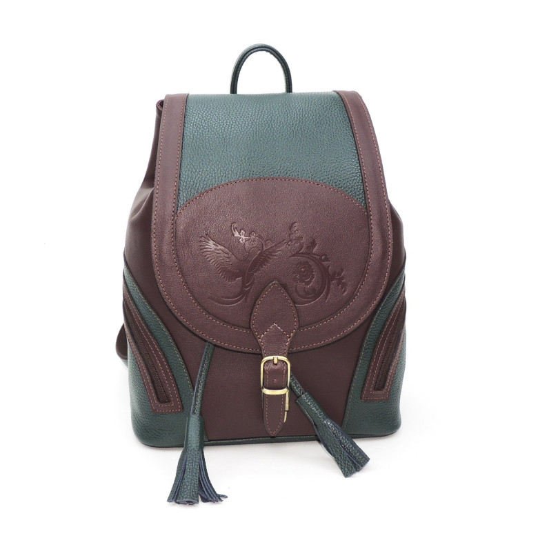 Рюкзак женский Natalia Kalinovskaya, "Дженис" зеленый/бордо Рюкзак женский Natalia Kalinovskaya, "Дженис" зеленый/бордо