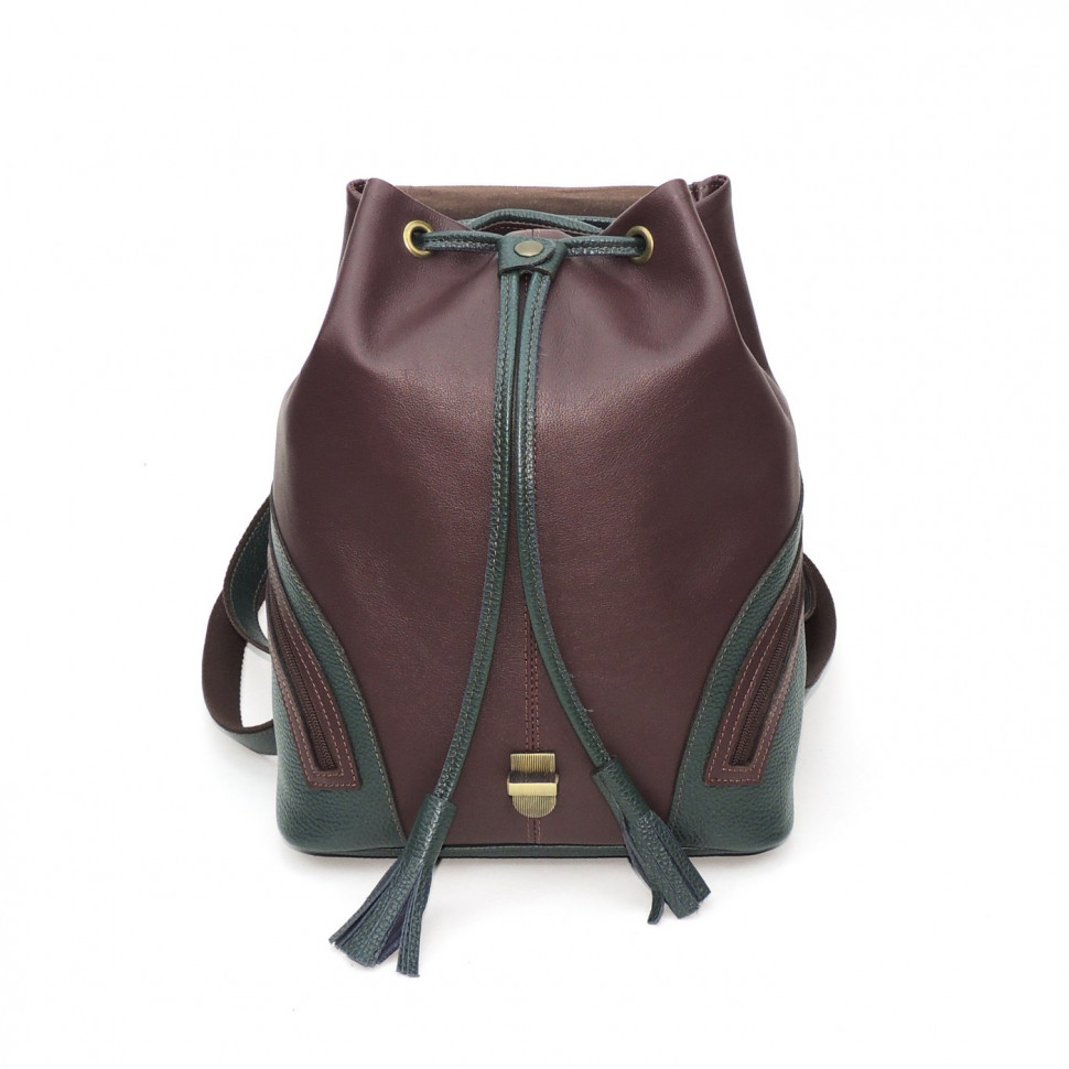 Рюкзак женский Natalia Kalinovskaya, "Дженис" зеленый/бордо