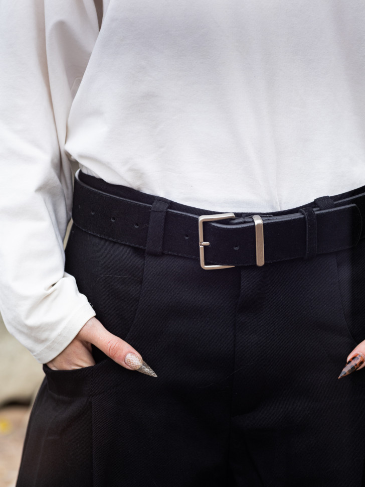 Ремень женский T.I.A. 45 замша чёрный