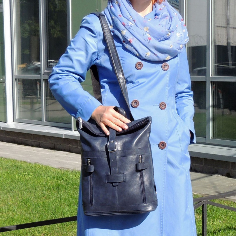 Кожаная сумка-рюкзак Natalia Kalinovskaya "Альто" синяя