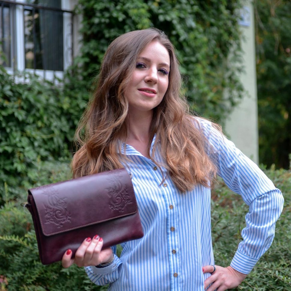 Женская бордовая кожаная сумка Natalia Kalinovskaya «Альда»